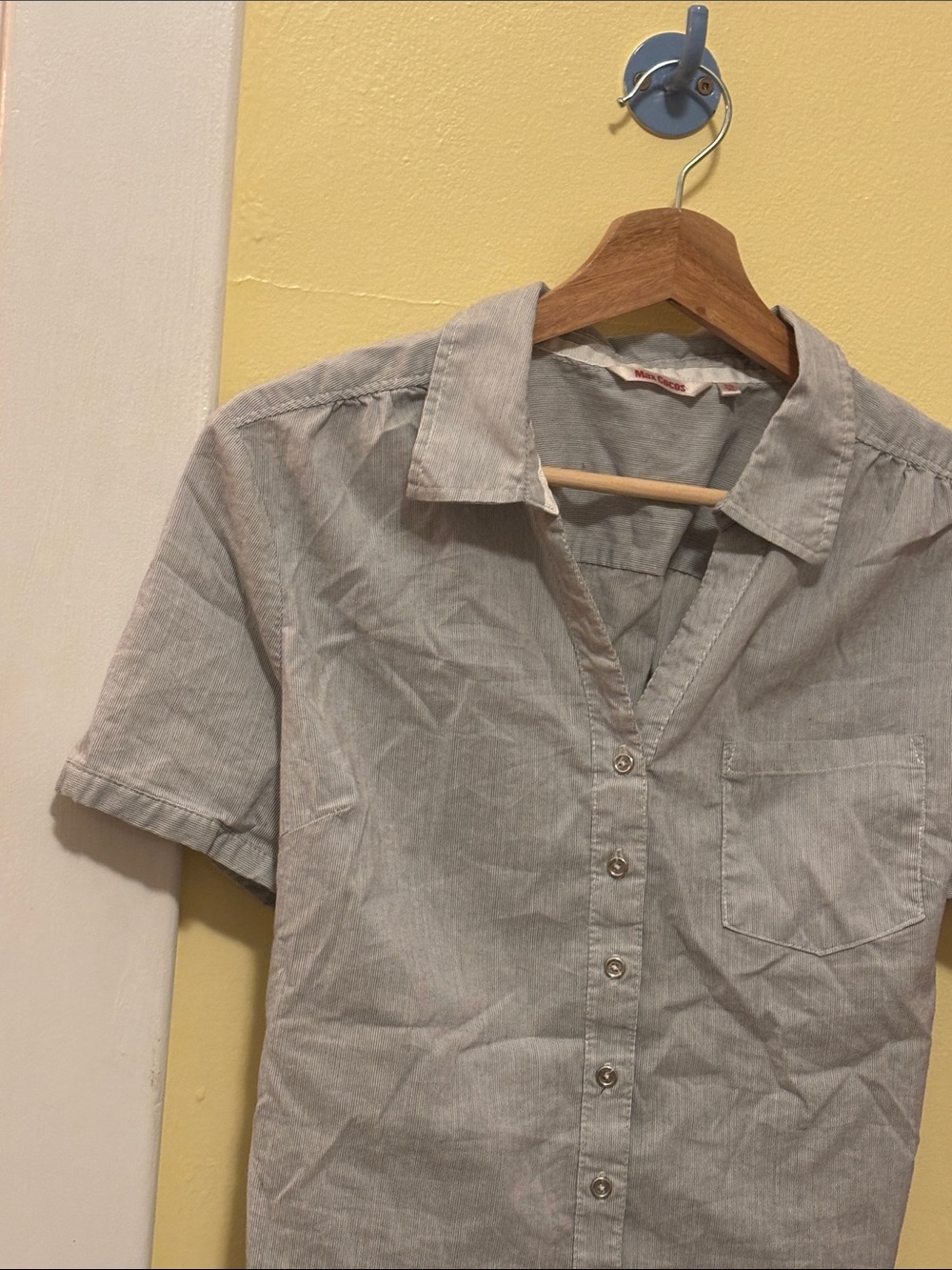 fitted blue stripe blouse